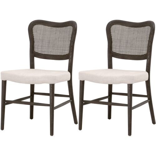 S/2 Sullivan Cane Dining Chairs, Matte Brown/Bisque