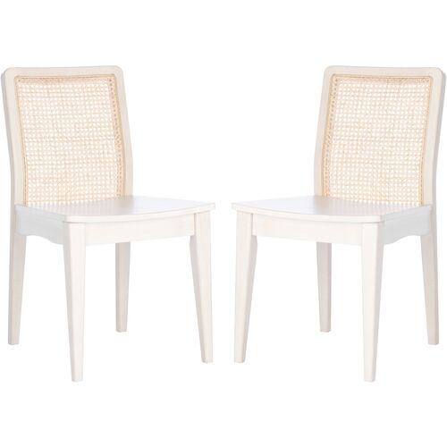 S/2 Stefania Rattan Dining Chairs, White~P77648020