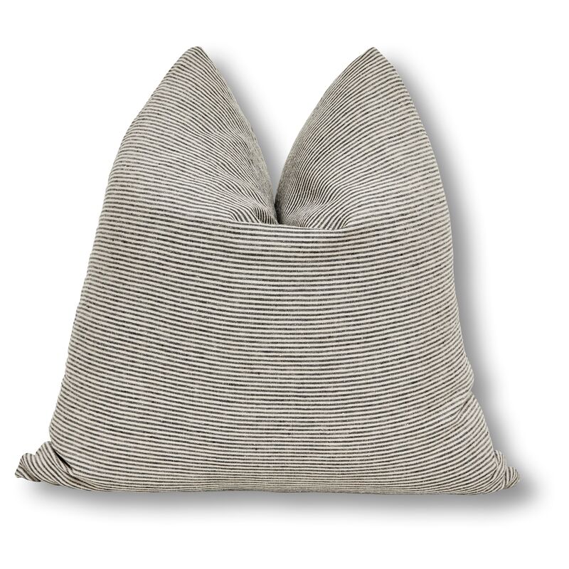 French Ticking 24x24 Pillow, Charcoal