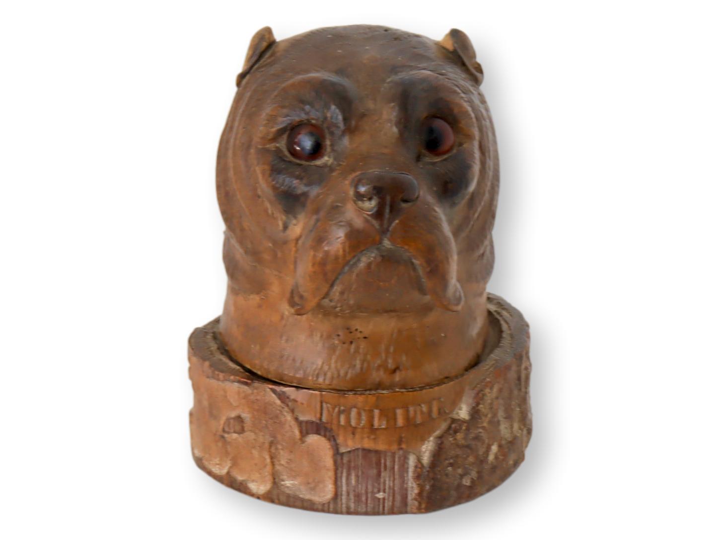 Antique French Carved Pug Ink Well & Pen~P77673655