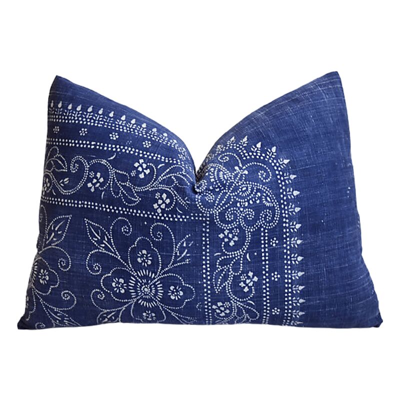Blue & White Batik Chinoiserie Pillow