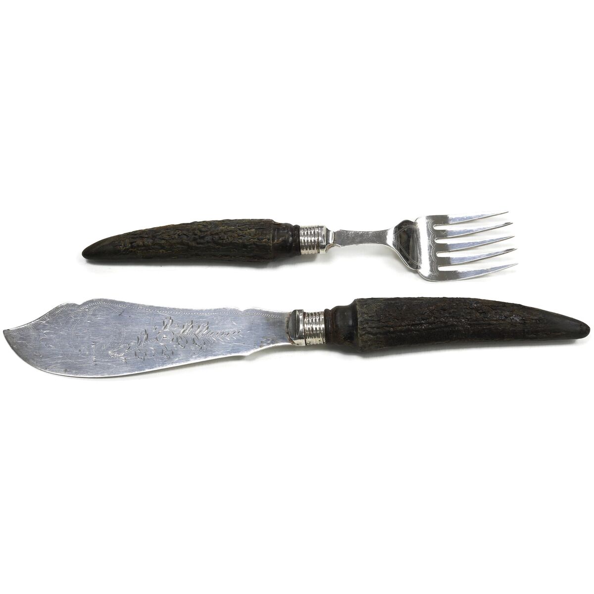 SOLINGEN - Set of 4 Horn Handled Steak Knives & Forks - Germany - - Ruby  Lane