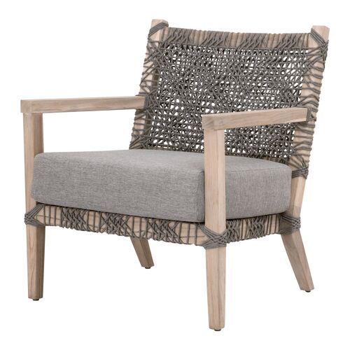 Marcel Outdoor Rope Lounge Chair, Performance Dove/Gray Teak