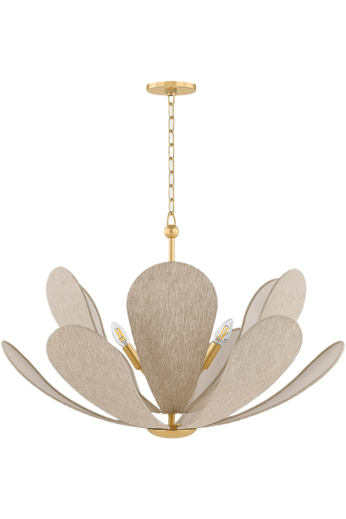 Malen Petal Chandelier, Aged Brass/Natural Linen | One Kings