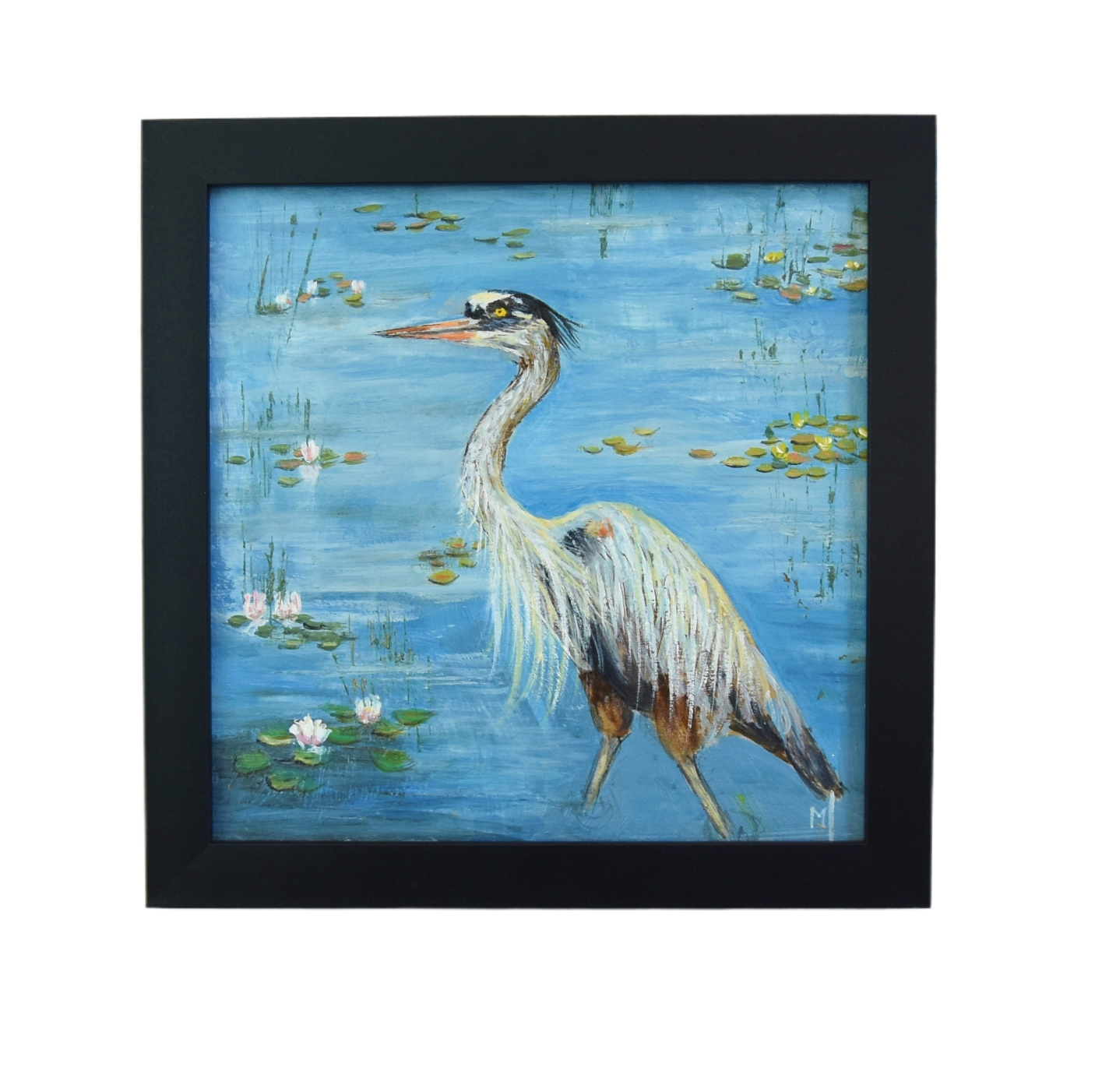 Wildlife Heron in Lake or Pond Painting~P77688877