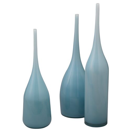 Asst. of 3 Pixie Glass Vases, Periwinkle Blue~P61334519