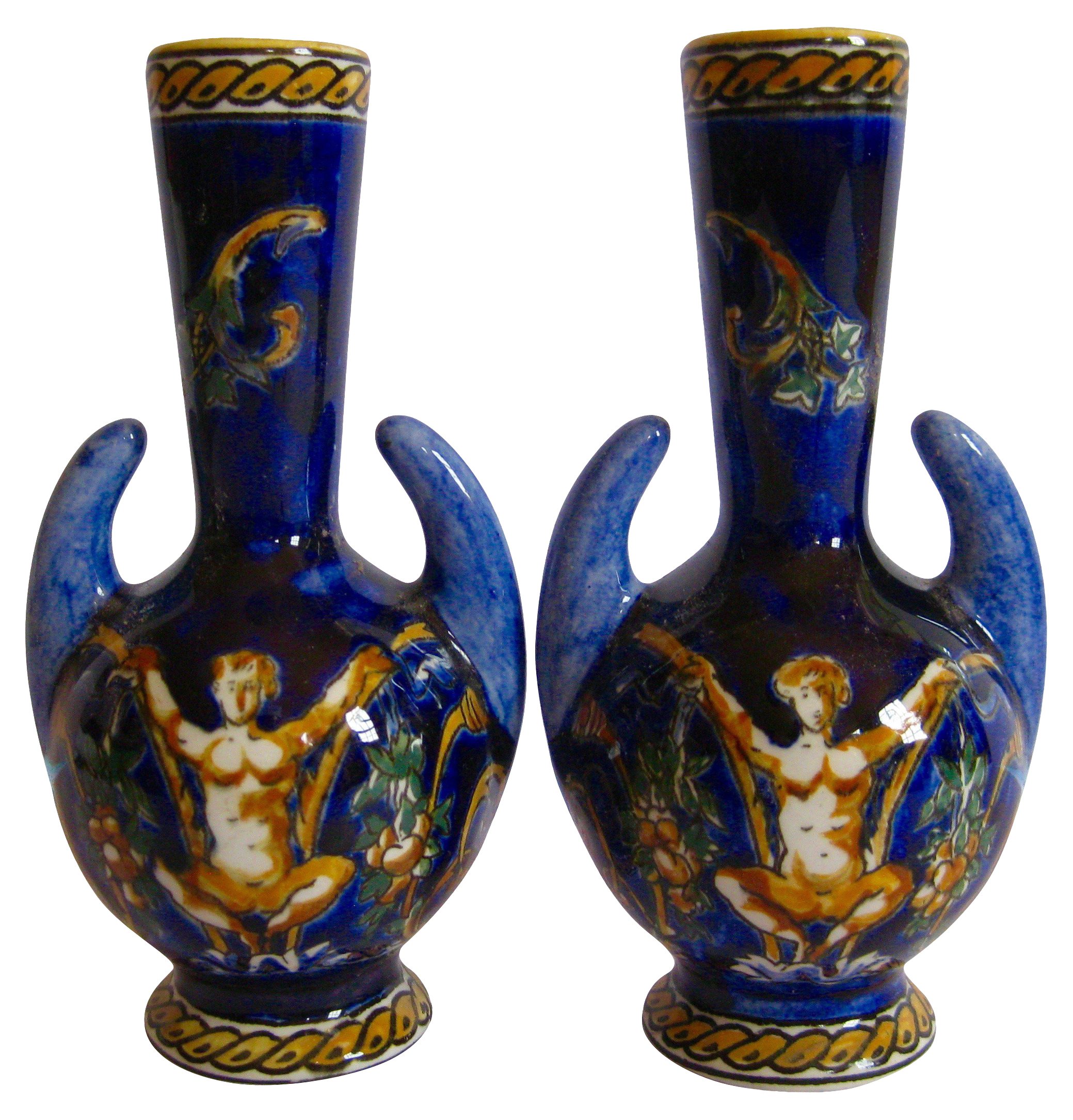 French Faience Gien Vases, Pair~P77399548