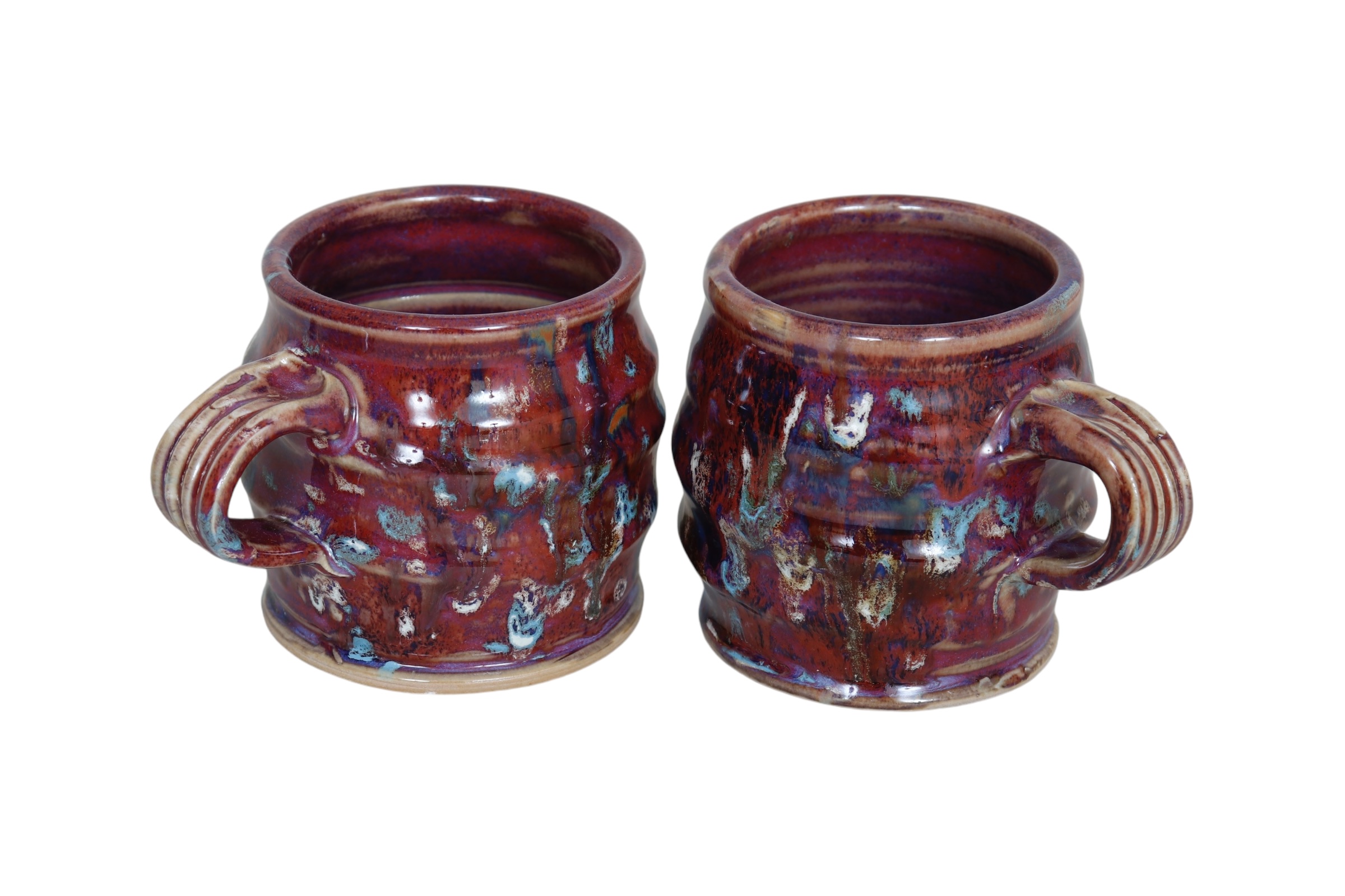 Sculptural Drip Glaze Mugs - a Pair~P77707581