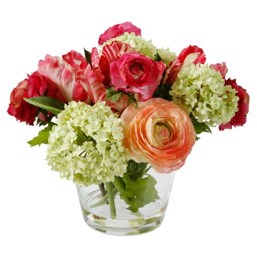 9.5" Spring Rose Arrangement , Faux 9.5" Spring Rose Arrangement , Faux~P18088088