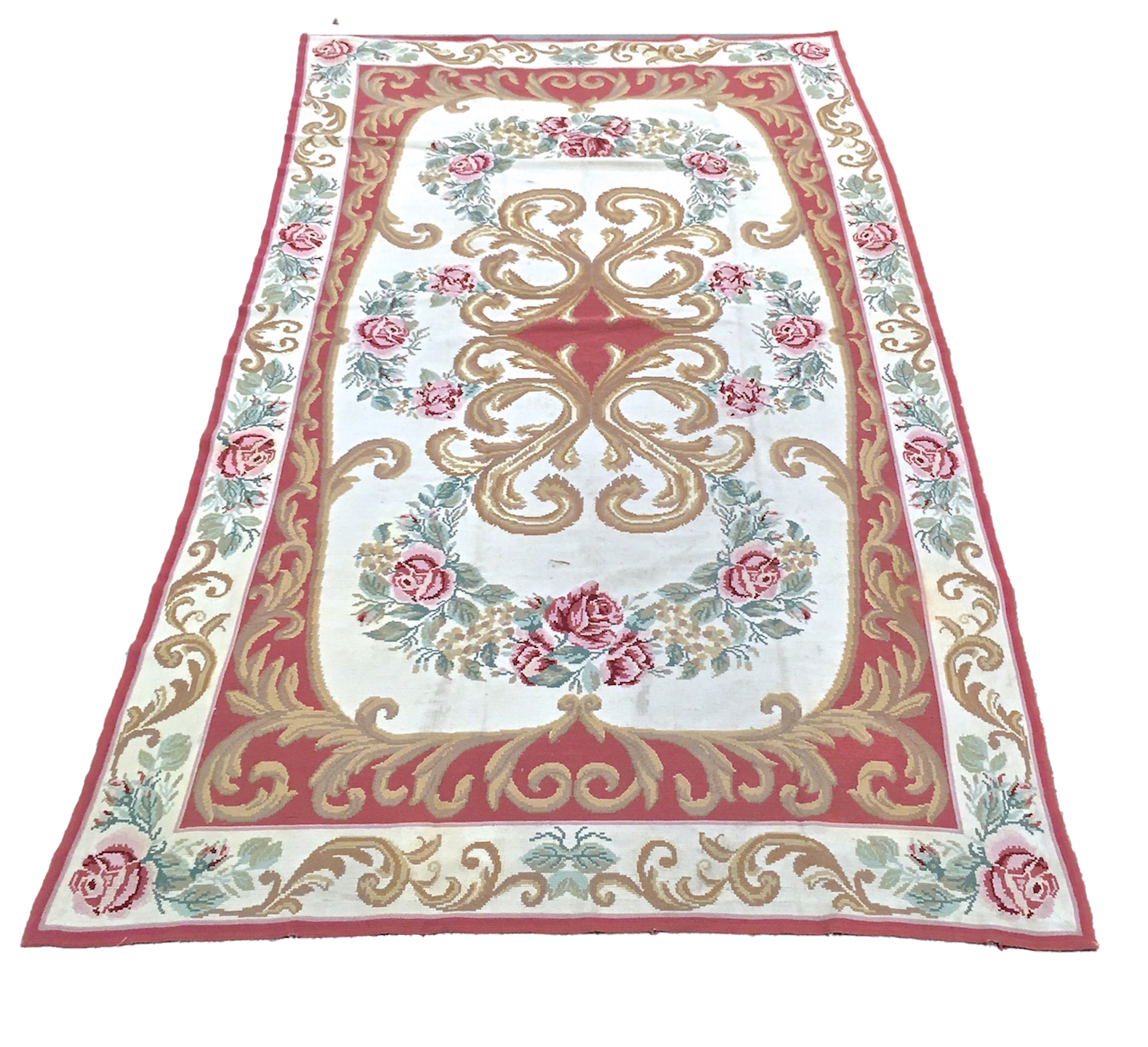 Portuguese Floral Needlepoint Rug~P77662894