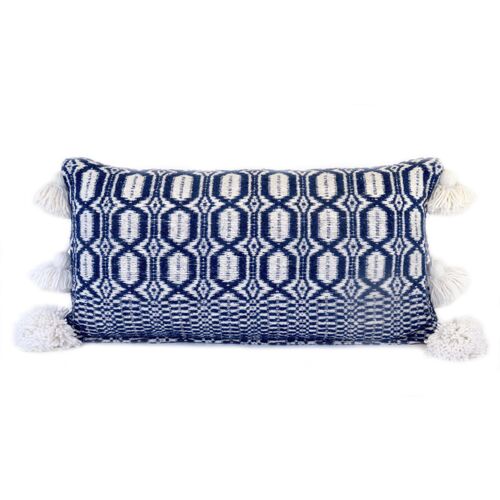 Blue and White Woven King Pillow~P77653987