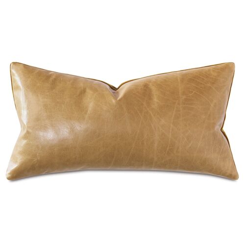 Marni 11x21 Leather Lumbar Pillow, Gold~P77634431