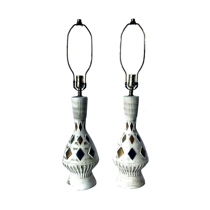 Mid-Century Modern Porcelain Lamps, Pair