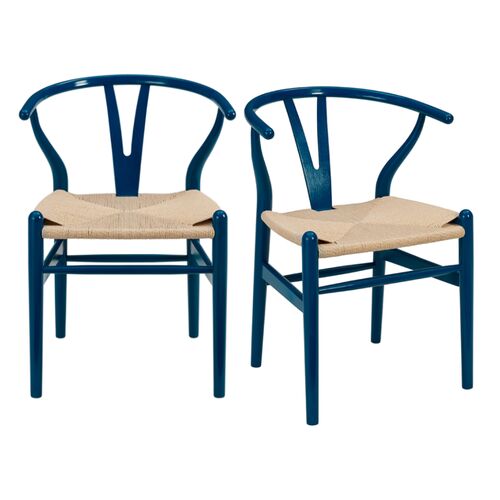 S/2 Nina Side Chairs, Midnight Blue~P77629304