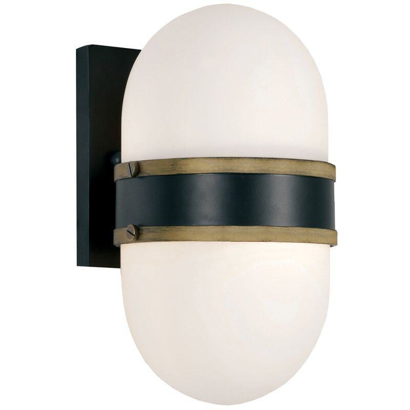 Capsule Outdoor Sconce, Black/Gold