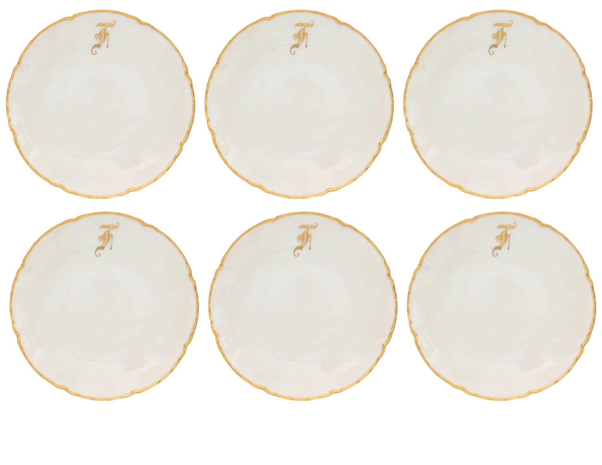 14K Gold Trimmed Plates w/ "F" Monogram~P77708265