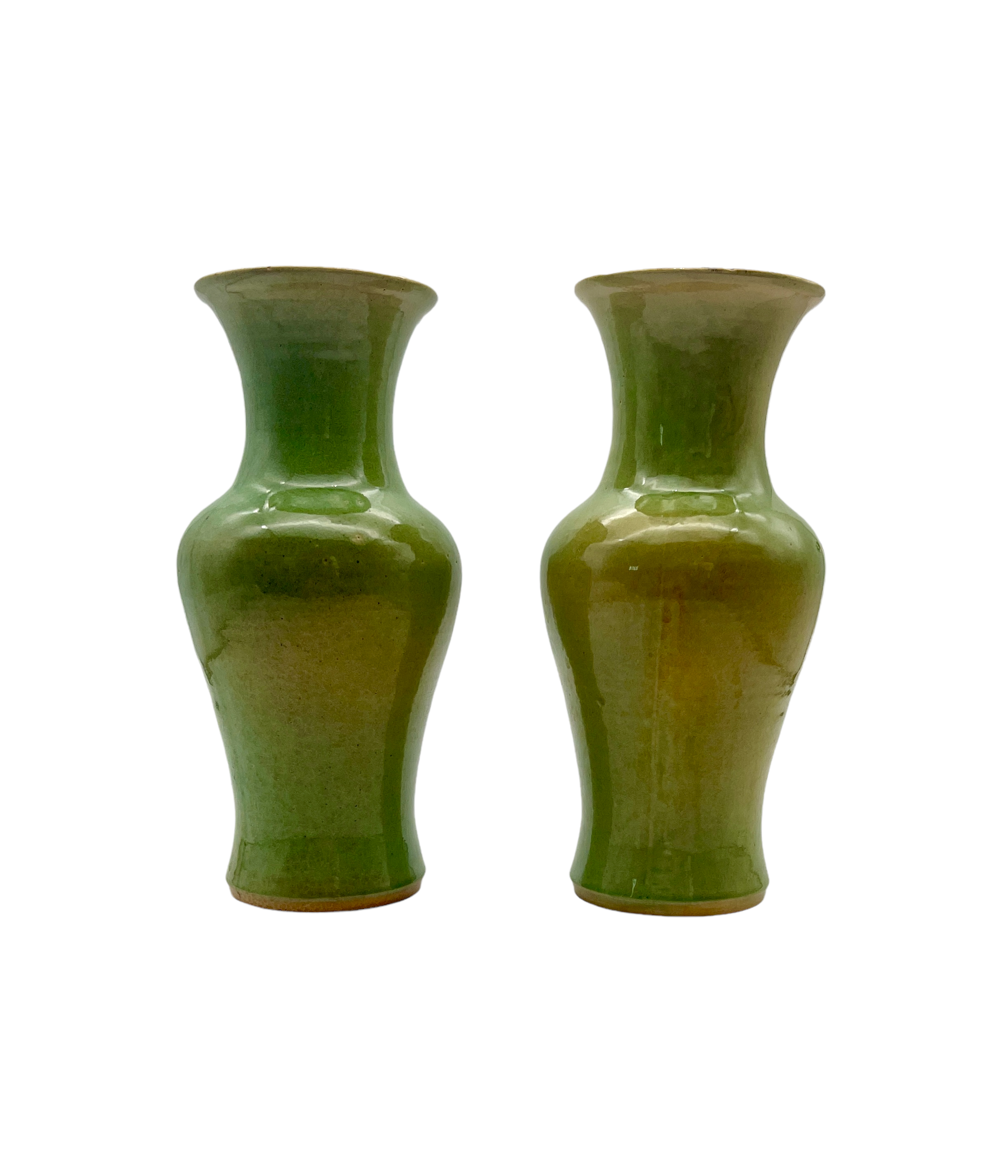 Chinoiserie Sage Green Ceramic Urn Vases~P77654805