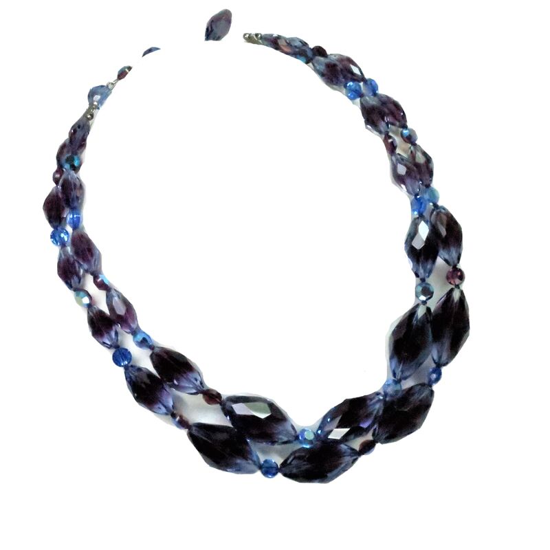 1940s Sapphire Amethyst Bead Necklace
