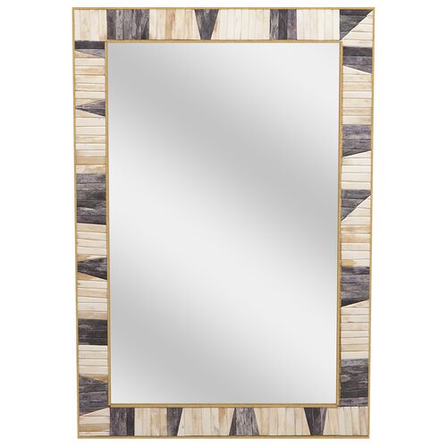 Berkley Bone Inlay Wall Mirror, Ivory/Grey Berkley Bone Inlay Wall Mirror, Ivory/Grey