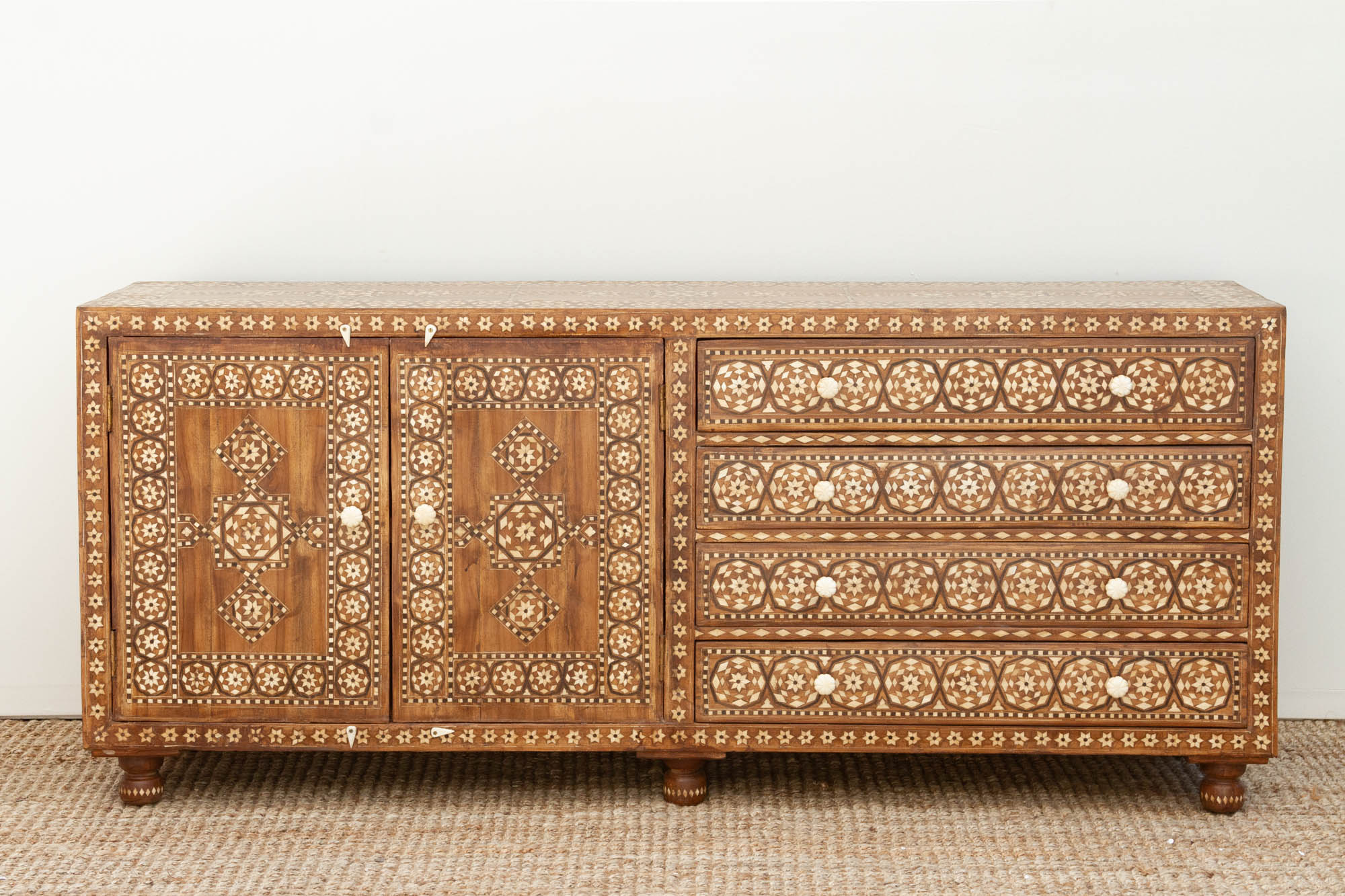 Long Moorish Marquetry Inlay Credenza~P77698299