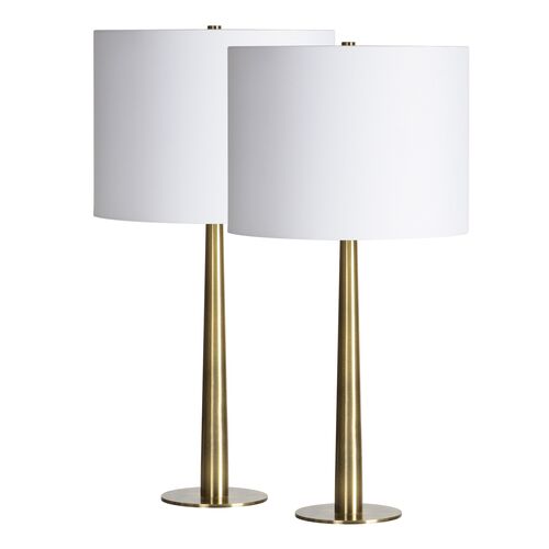 S/2 Lavinia Table Lamps, Brass