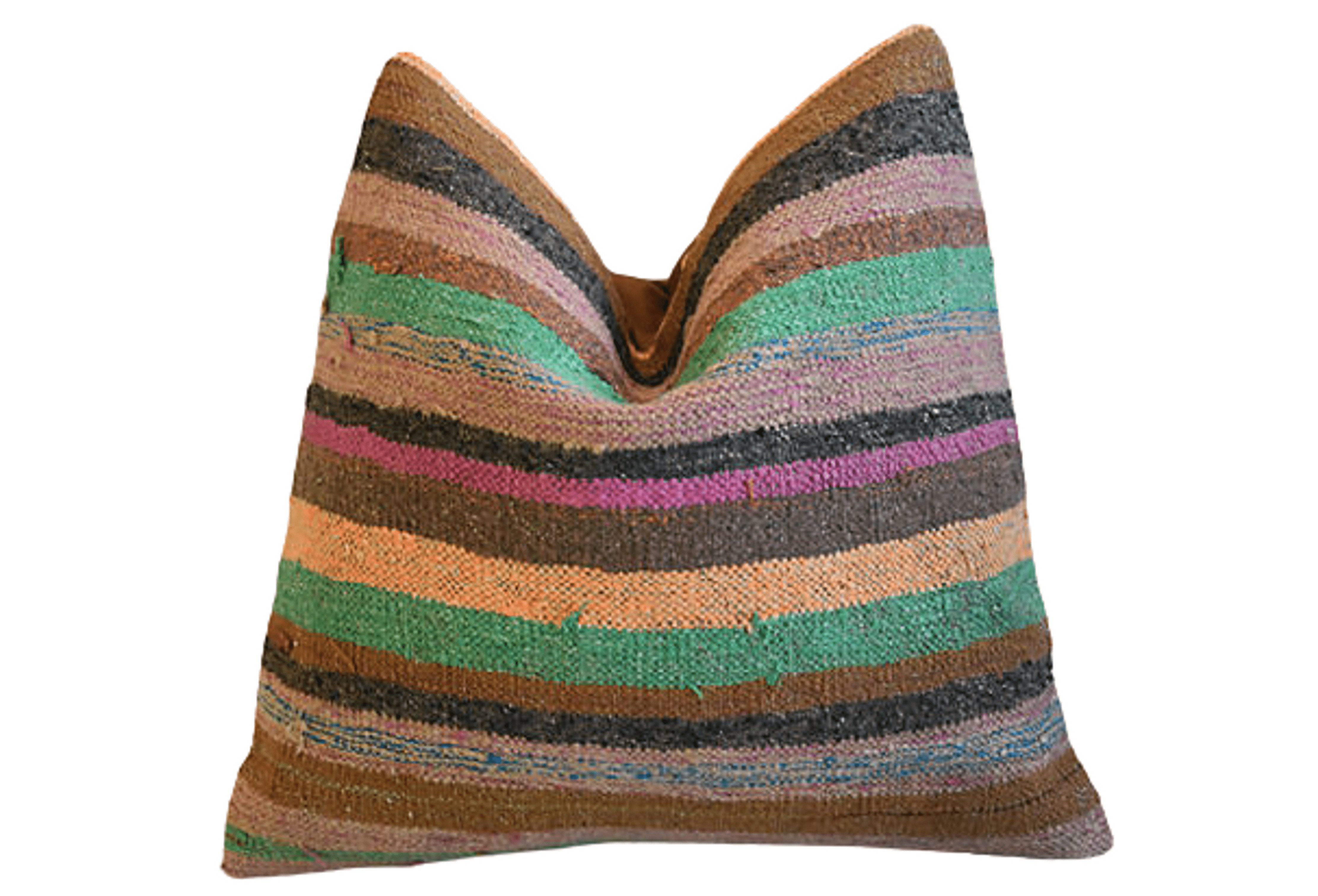 Boho-Chic Striped Turkish Carpet Pillow~P77593394
