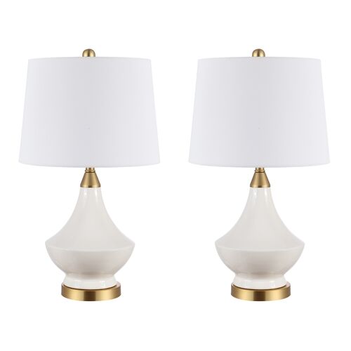 S/2 Marlo Table Lamps, White~P111124755