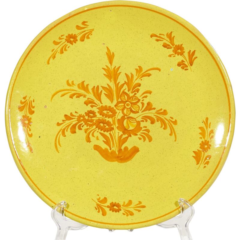 1960s Italian Hand-Painted Floral Plate