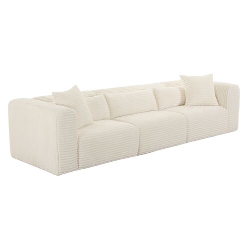 Phoenix Fluffy Oversized Corduroy Modular Sofa, Cream