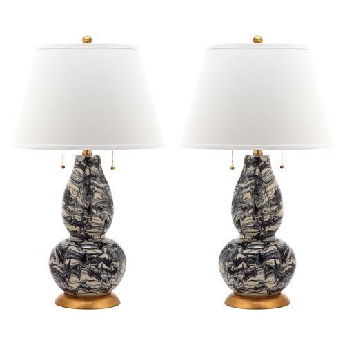 S/2 Libby Table Lamps, Black~P46309273