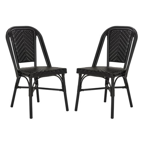 S/2 Aliza Stacking Side Chairs, Black~P77390882