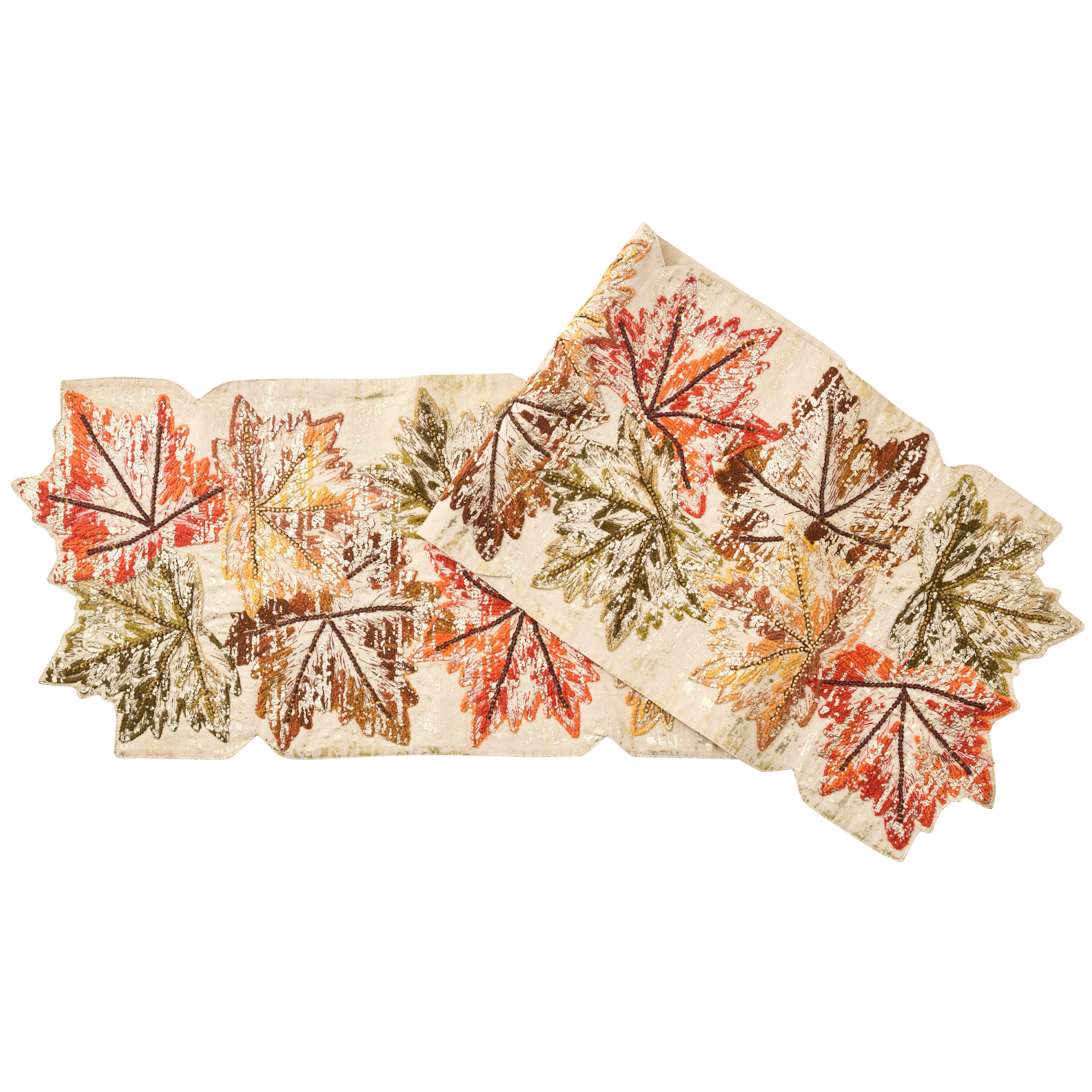 Ember Leaf Table Runner, Natural/Multi Ember Leaf Table Runner, Natural/Multi