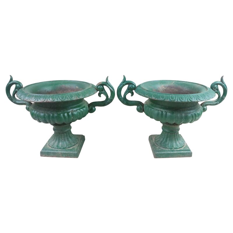French Cast Iron Tabletop Urns