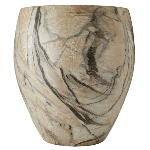 Kenmore Veined Concrete End Table, Multi Beige/Black
