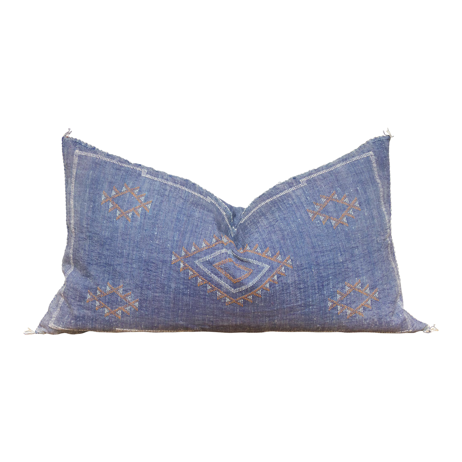 35" Royal Blue Moroccan Silk Lumbar Pillow~P77702707
