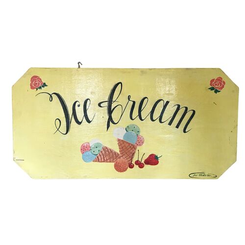 Large Hand-Painted "Ice Cream" Sign~P77610499
