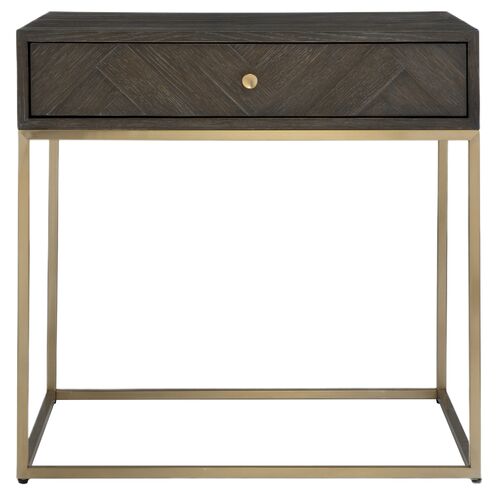 Annalise 1-Drawer Side Table, Brass/Brown