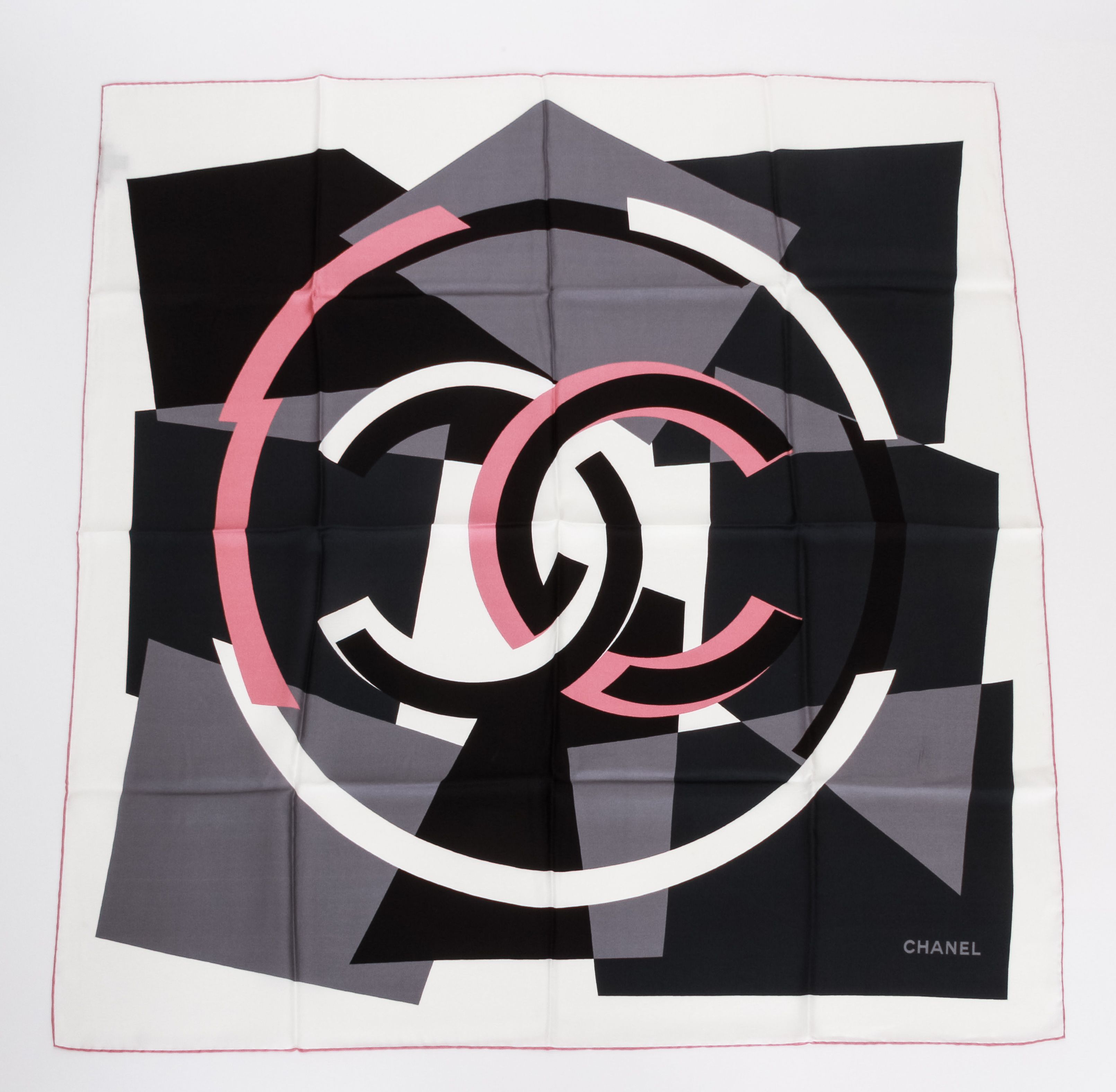 Chanel new black, gray and pink scarf~P77633512