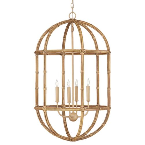 Charrette Rattan Lantern, Natural/Saddle Tan Charrette Rattan Lantern, Natural/Saddle Tan