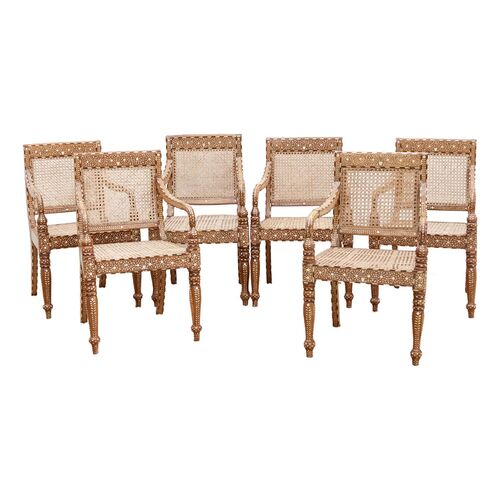 Set of Six, Anglo Indian Inlay Armchairs~P77731487