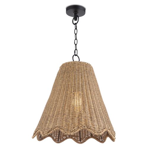 Summer Indoor/Outdoor Pendant, Weathered Natural Rattan