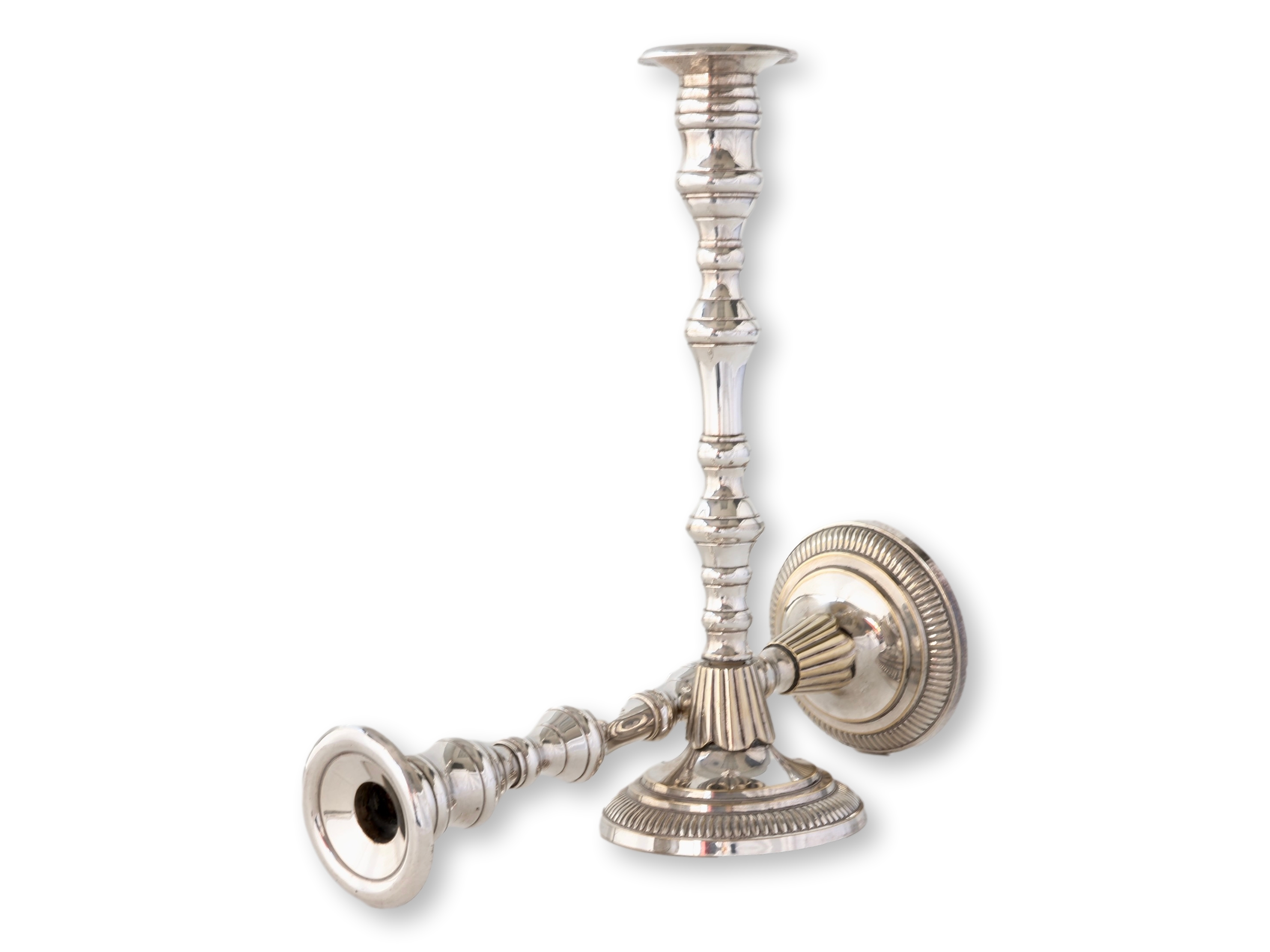 Antique Silver-Plate Tall Candlesticks~P77726829