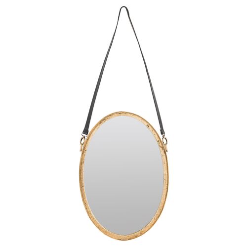 Mini 16" Round Hanging Mirror, Gold~P47445987