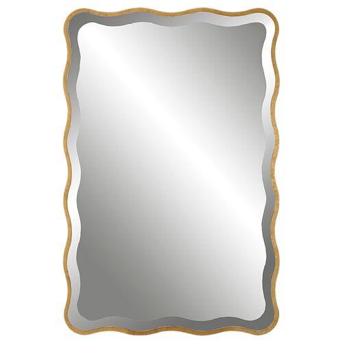 Ronan Wavy Wall Mirror, Gold