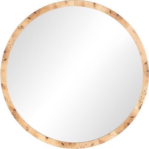 Valentina Round Wall Mirror, Amber Mappa Burl~P111116594