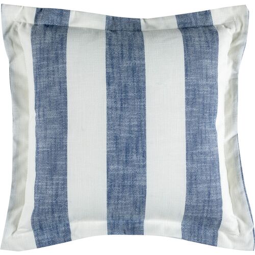 Bistro Stripe Outdoor Flange Pillow, Indigo~P77651648