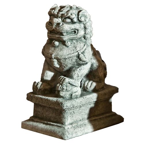 8" Temple Foo Dog Outdoor Statue, Alpine Stone~P77430711
