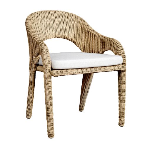 Yasmina Outdoor Wicker Dining Armchair, Natural