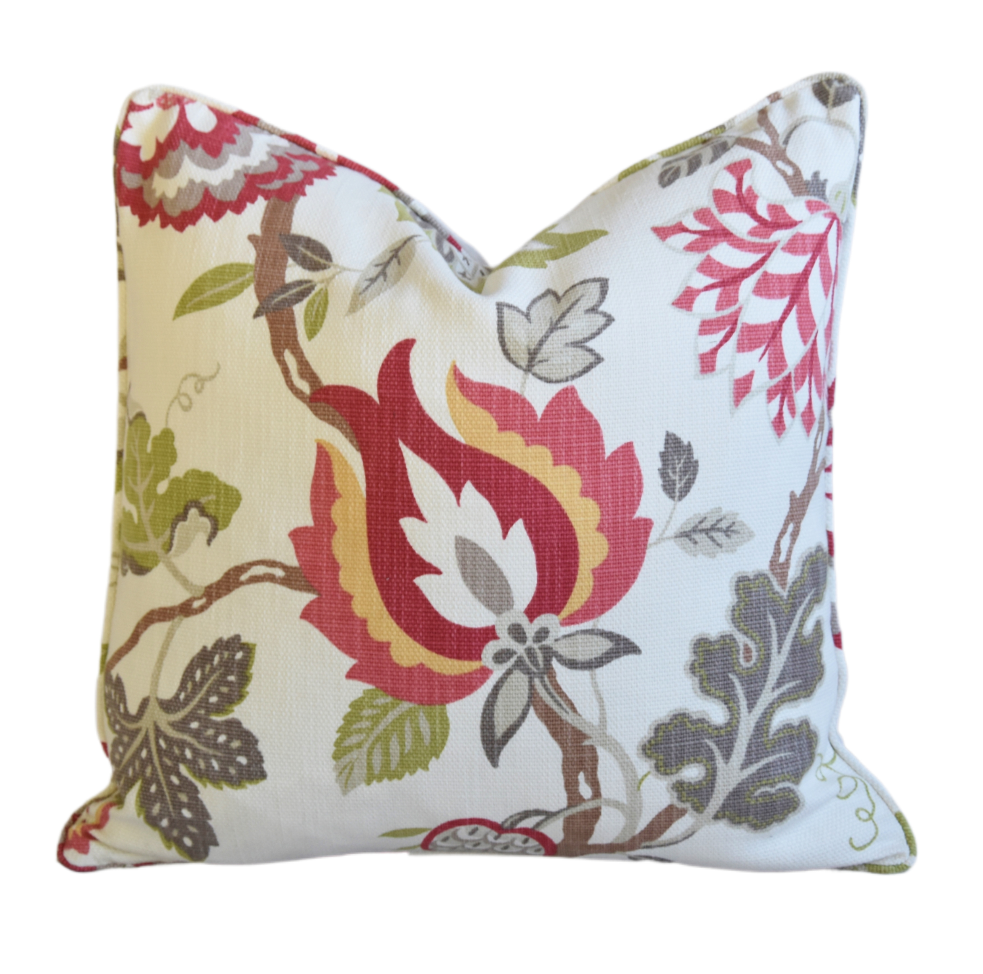 Designer Botanical Floral Cotton Pillow~P77678212