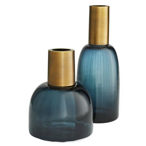 S/2 Huff Vases, Blue~P77619355